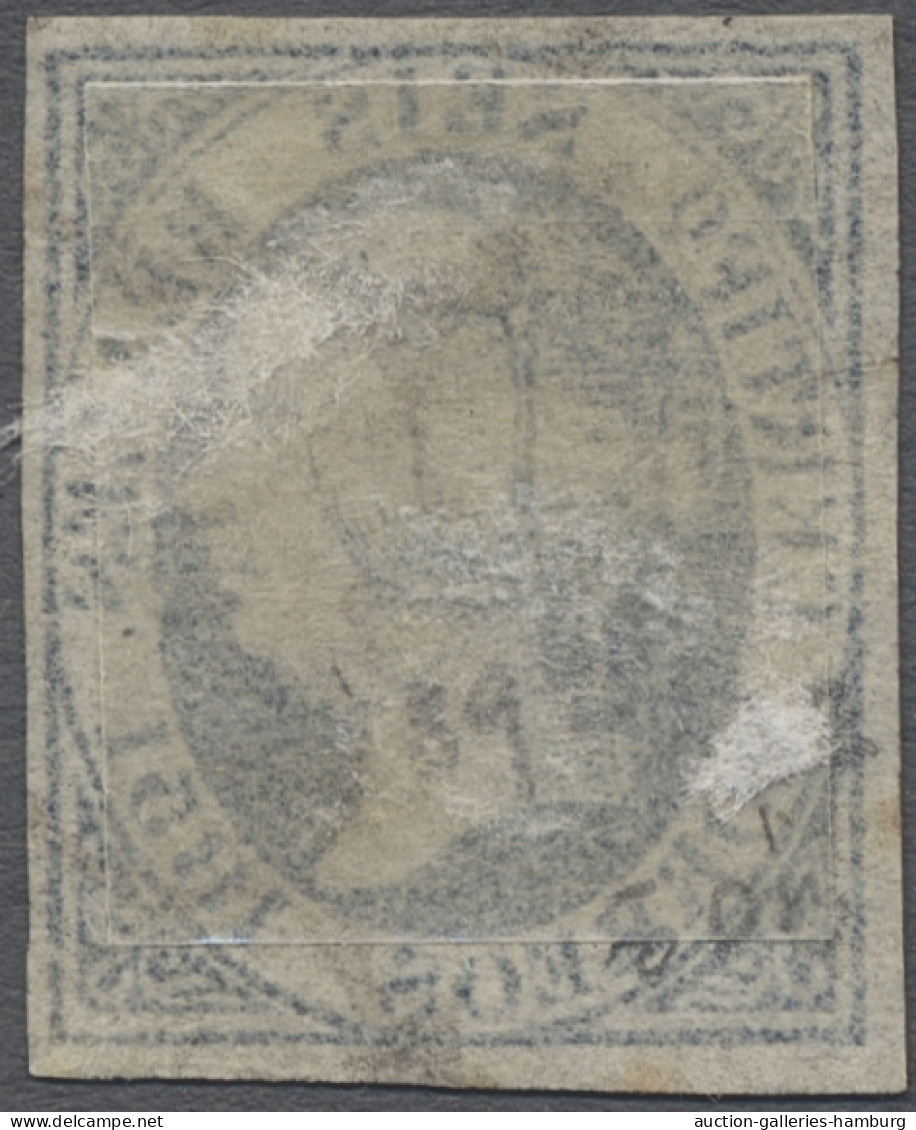 O Spain: 1851, Königin Isabella II. Mit Diadem Im Oval, 6 Reales Blau, Allseitig V - Used Stamps