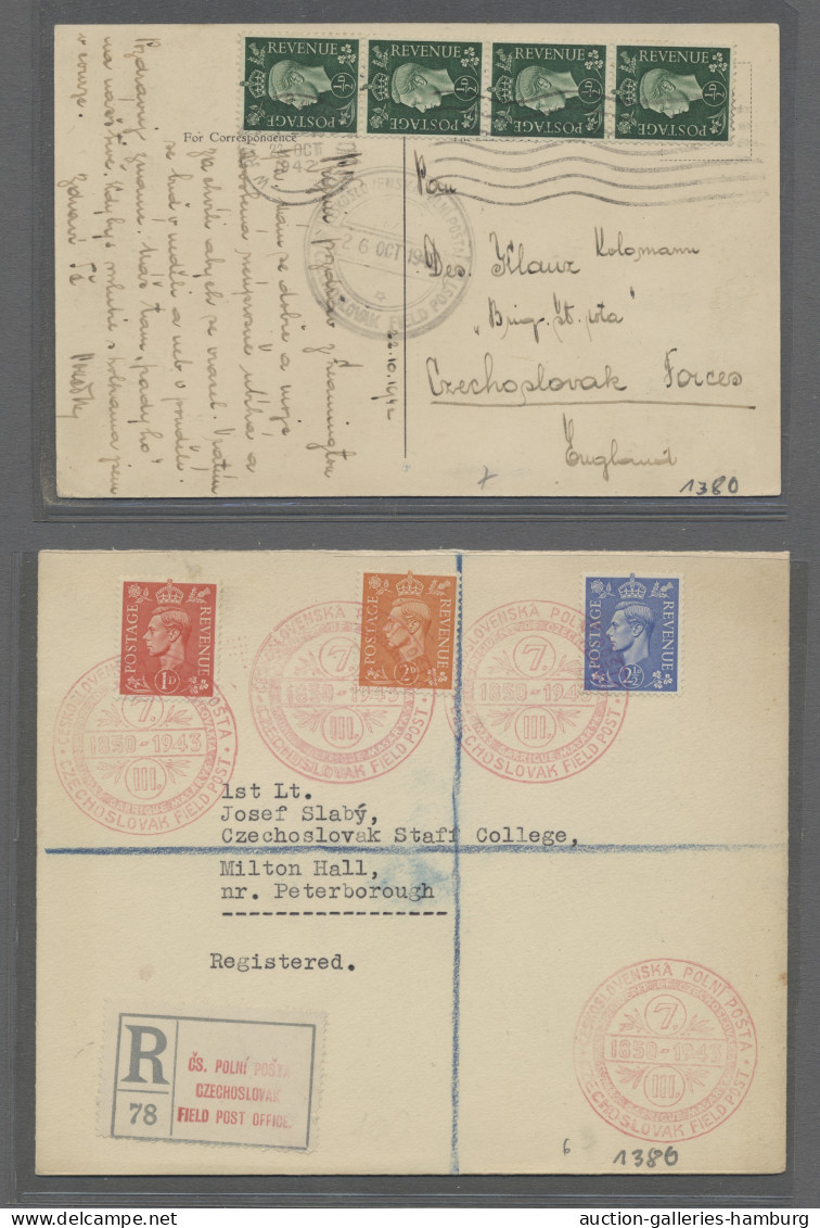 Cover/on Piece Czechoslowakia - Specialities: 1942-43, FELDPOST IN GROSSBRITANNIEN, Vier Belege - Autres