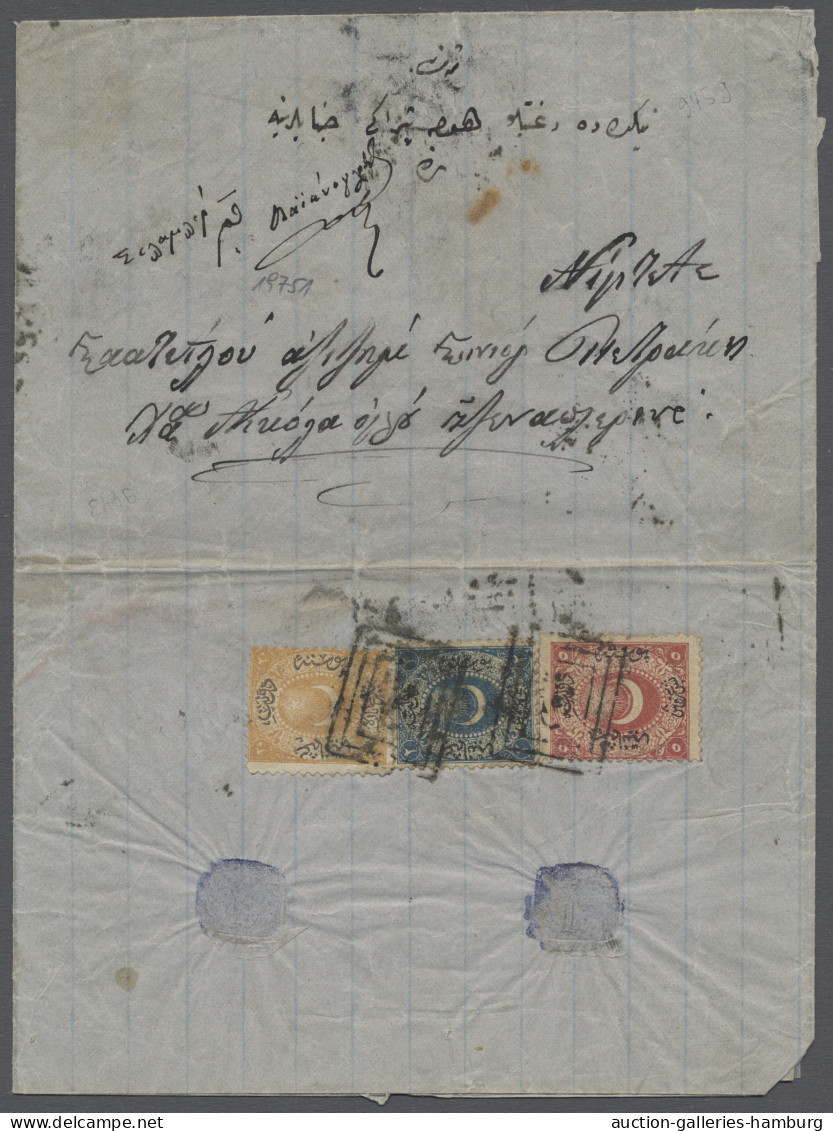 Cover Turkey: 1865, 20p. Ocker, 1 Ghr. Blau Und 5 Ghr. Ziegelrot Auf Prachtbrief - Covers & Documents