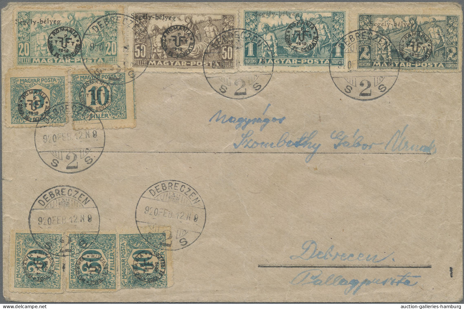 Cover Hungary: 1920, War Relief, 20f.-2kr., Complete Set Of Four In Combination With P - Debreczen