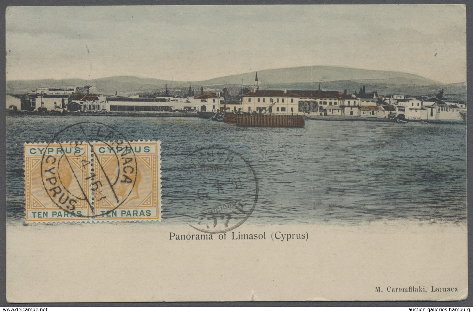 PPC Cyprus: 1915, Ansichtskarte (Motiv: Limasol-Panoramablick In Farbe) Aus Larnaca - Sonstige