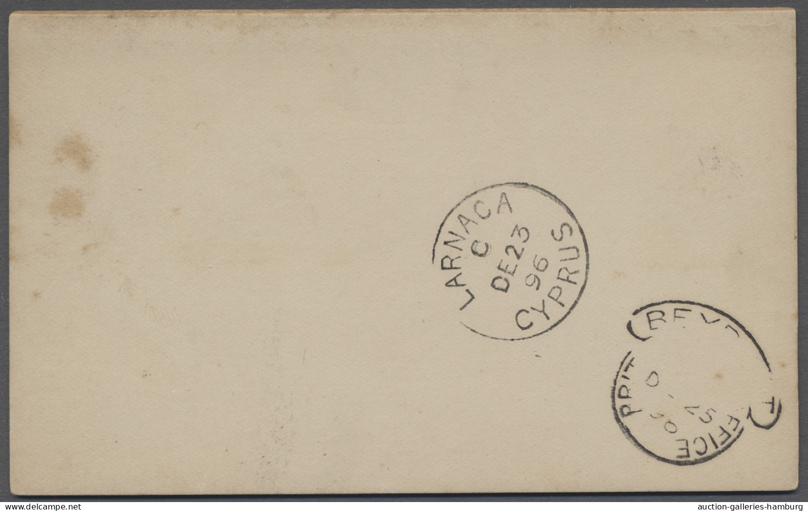 GA Cyprus - Postal Stationery: 1896, Victoria, 1/2 Penny Grün, Antwortkarte Aus Nik - Otros