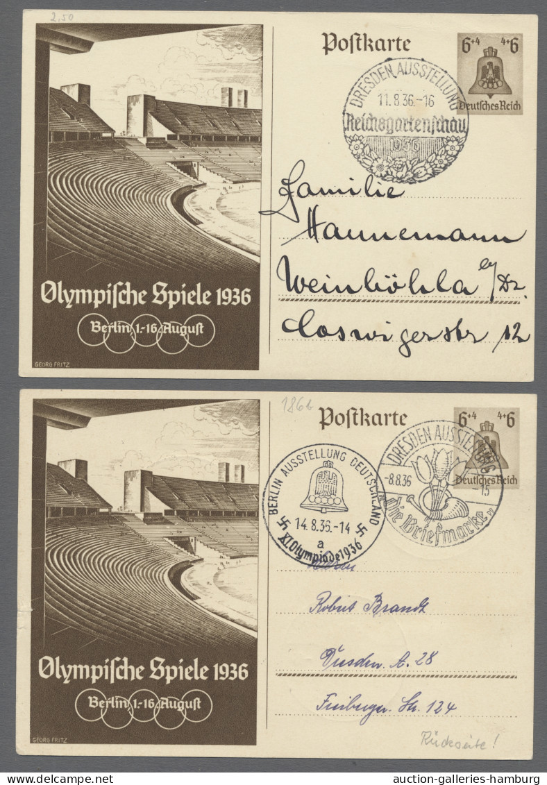Cover/GA Thematics: Olympic Games: 1936, BERLIN, Sieben Belege Mit Olympia-Marken Bzw. Ga - Otros & Sin Clasificación