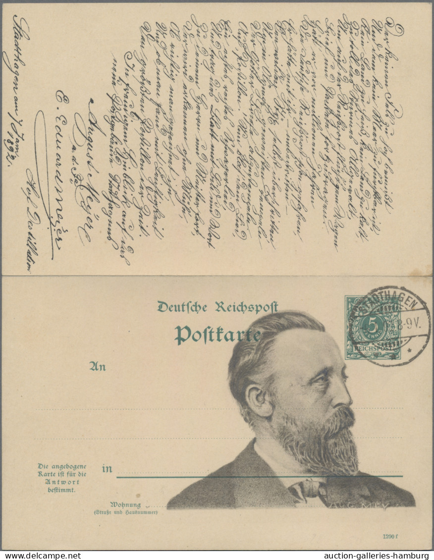 GA Thematics:  UPU / United Postal Union: 1892, Dt.Reich-Doppelkarte 5 Pfg.+5 Pfg. - U.P.U.