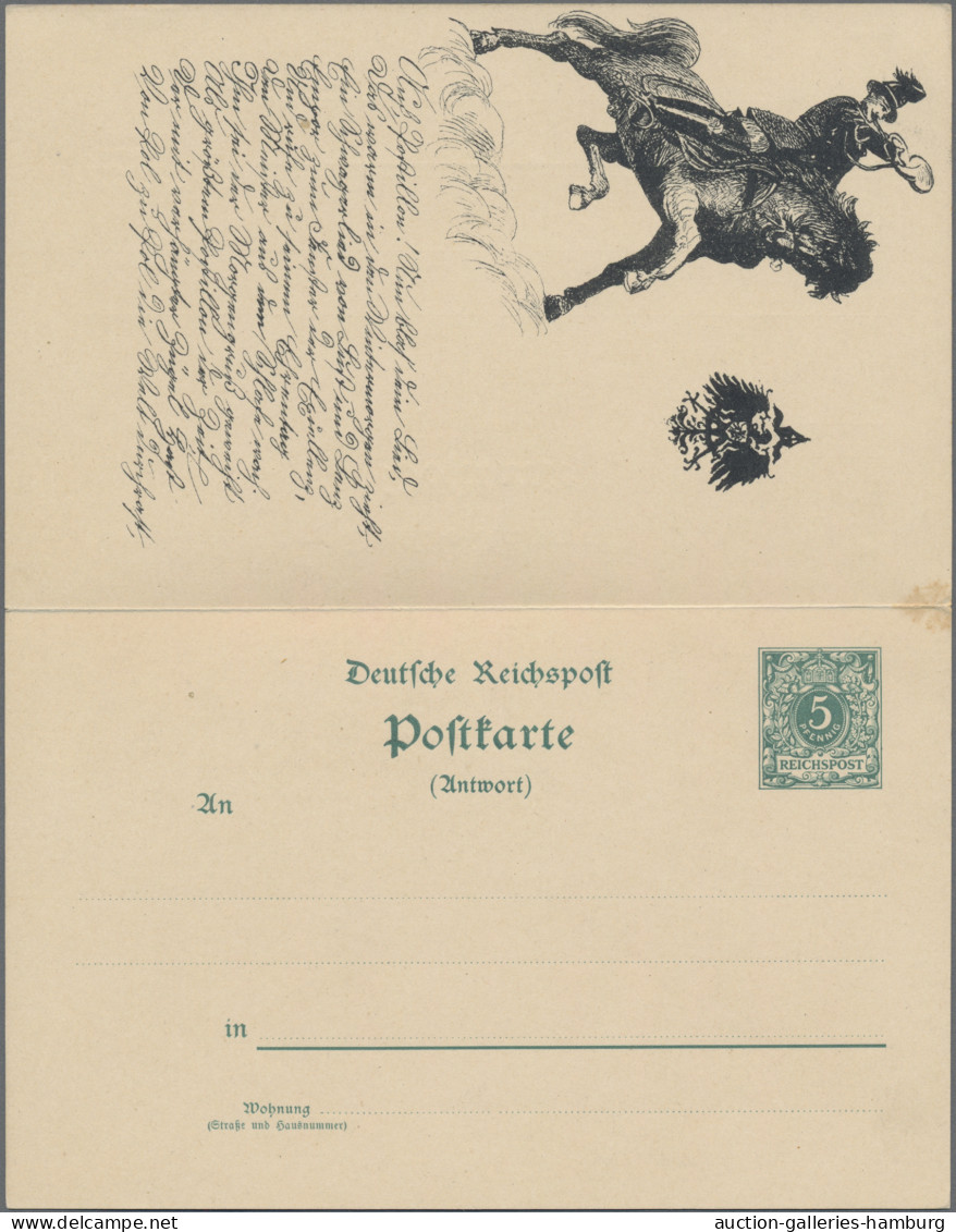 GA Thematics:  UPU / United Postal Union: 1892, Dt.Reich-Doppelkarte 5 Pfg.+5 Pfg. - U.P.U.