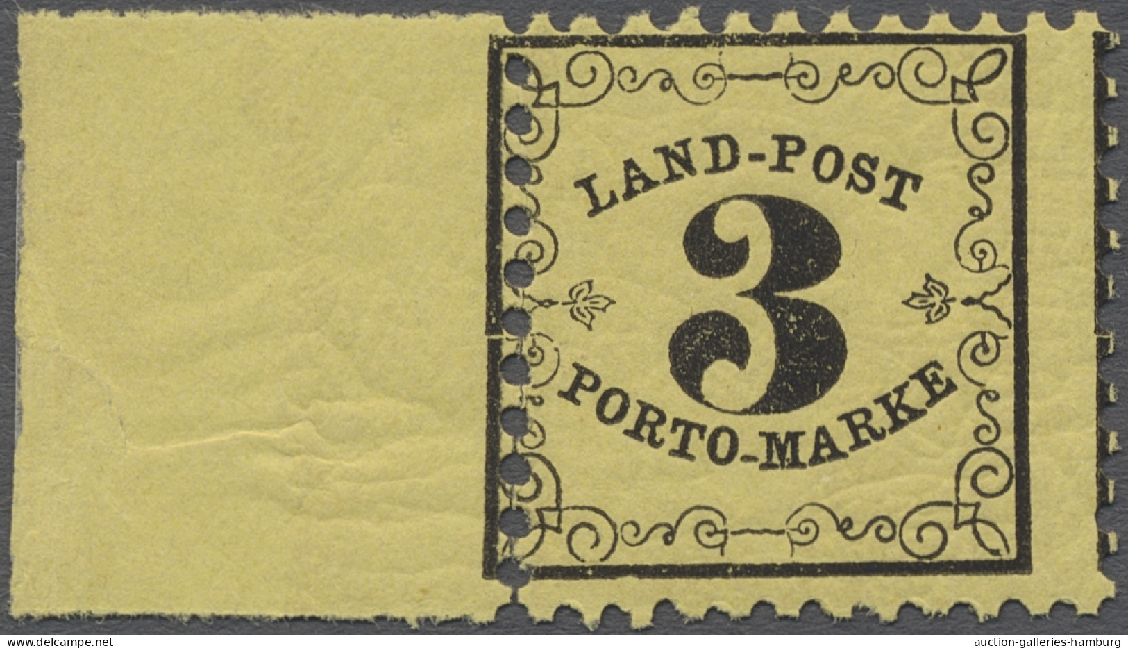 ** Baden - Landpostmarken: 1862, Landpost-Portomarke 3 Kr. Tadellos Postfrisch, Auf - Sonstige & Ohne Zuordnung