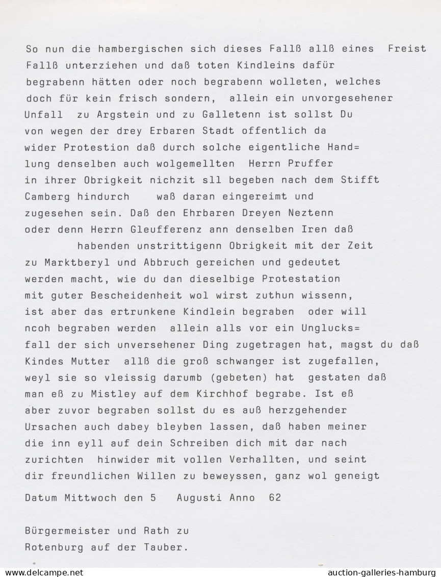 Brf. Bayern - Vorphilatelie: ROTENBURG O.T.; 1562, Gut Erhaltener Schnörkelbrief Von - Prephilately