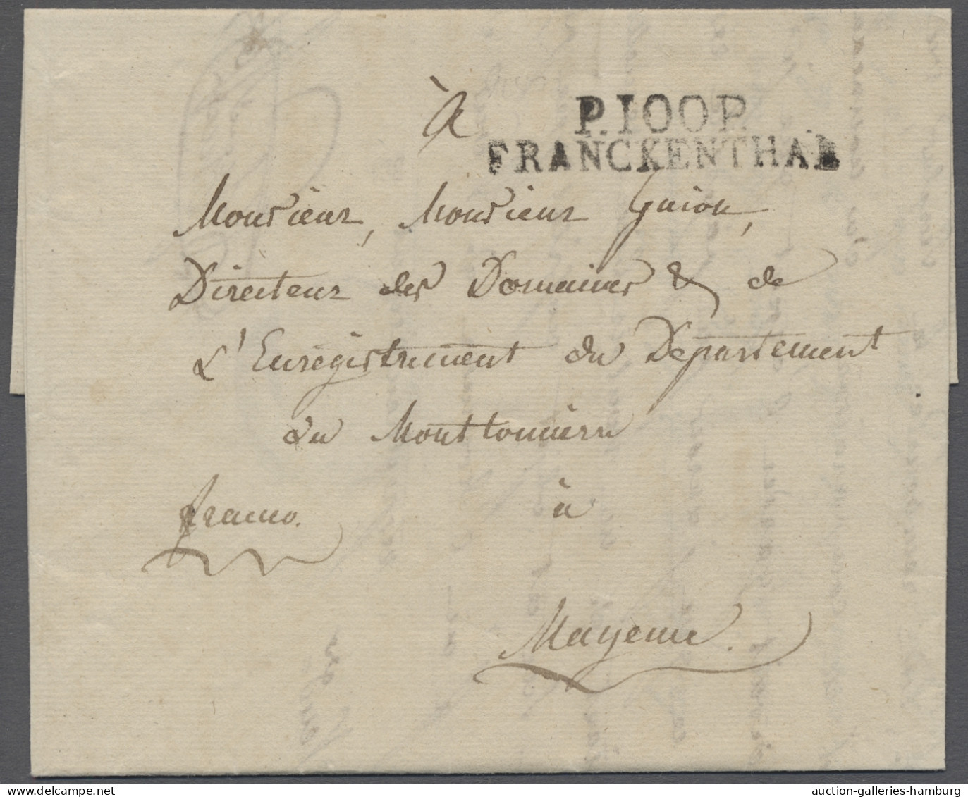 Brf. Bayern - Vorphilatelie: 1805, P100P/FRANCKENTHAL, Kab.Abschlag Auf Brief Aus Opp - Préphilatélie