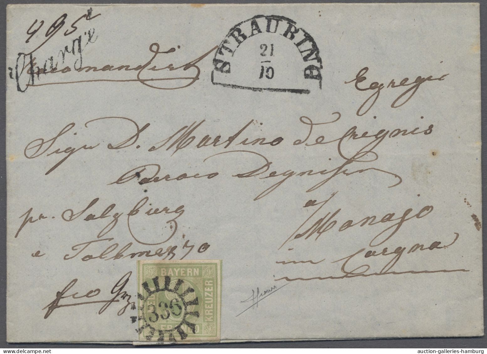 Brf. Bayern - Marken Und Briefe: 1852, 21.10., 9 Kr. Mit Teilen Der Schnittlinien Auf - Sonstige & Ohne Zuordnung