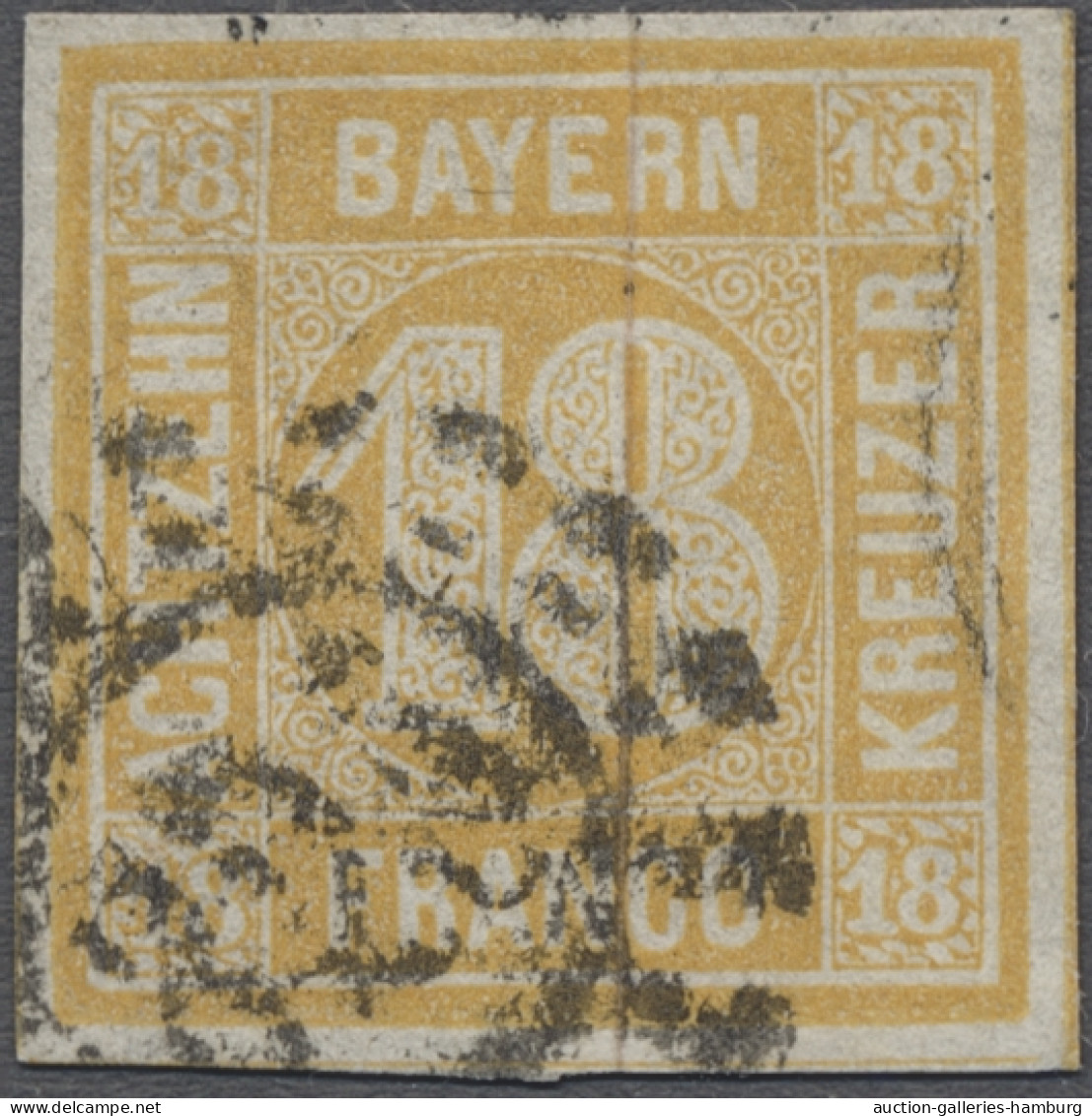 O Bayern - Marken Und Briefe: 1850, Freimarke 18 Kreuzer Gelblichorange Allseits V - Autres & Non Classés