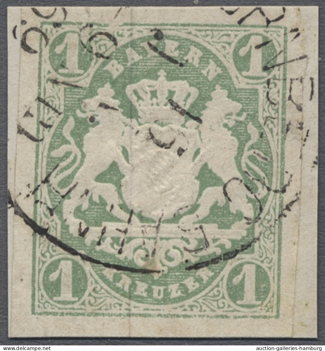 O/Briefstück Bayern - Marken Und Briefe: 1867, Staatswappen Auf Sockel, 1 Kr. Grün, Geschnitt - Other & Unclassified