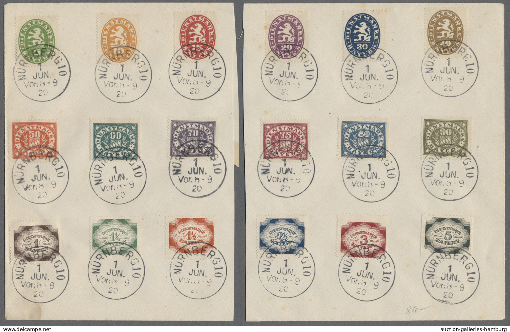 Briefstück Bayern - Dienstmarken: 1920, Abschieds-Dienstmarken 18 Werte Komplett Gestempelt - Otros & Sin Clasificación