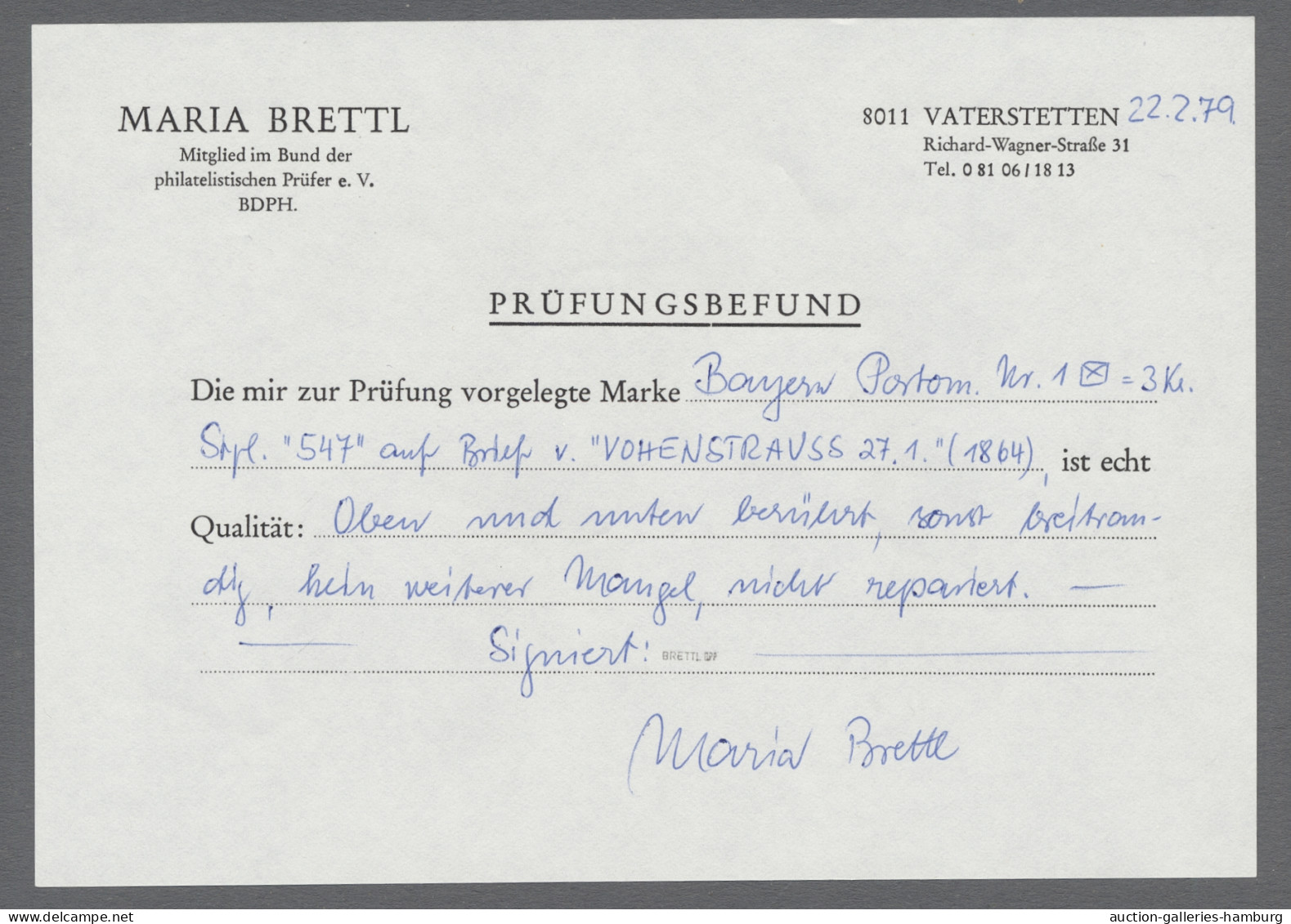 Brf. Bayern - Portomarken: 1862, Portomarke 3 Kreuzer Schwarz Zweiseitig Vollrandig G - Sonstige & Ohne Zuordnung