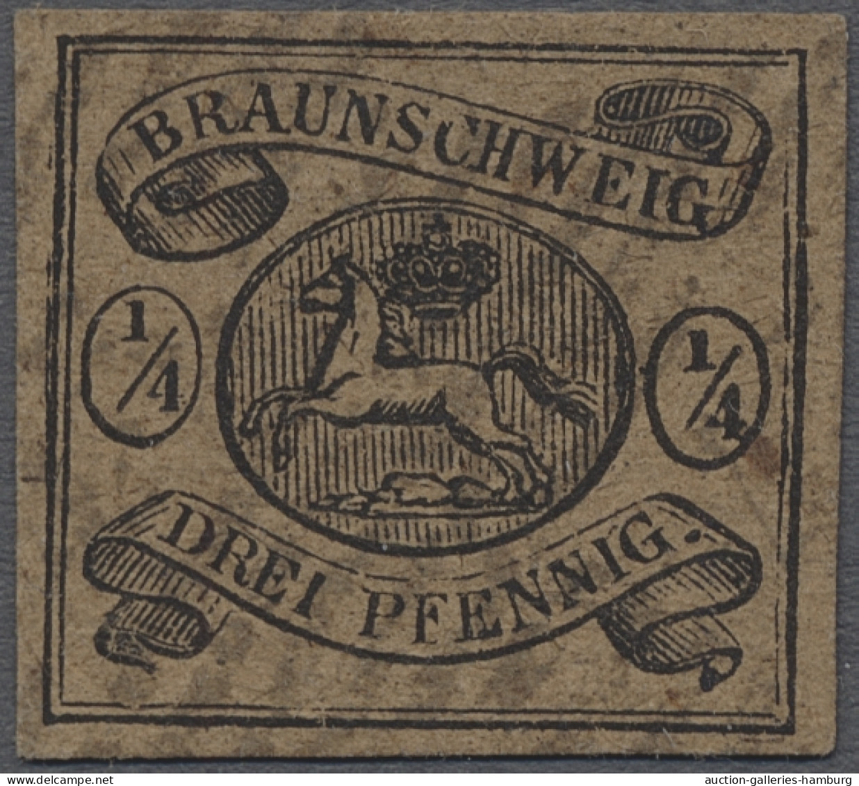 O Braunschweig - Marken Und Briefe: 1856, Wappen, 1/4 Ggr. - Drei Pfennig, Schwarz - Braunschweig