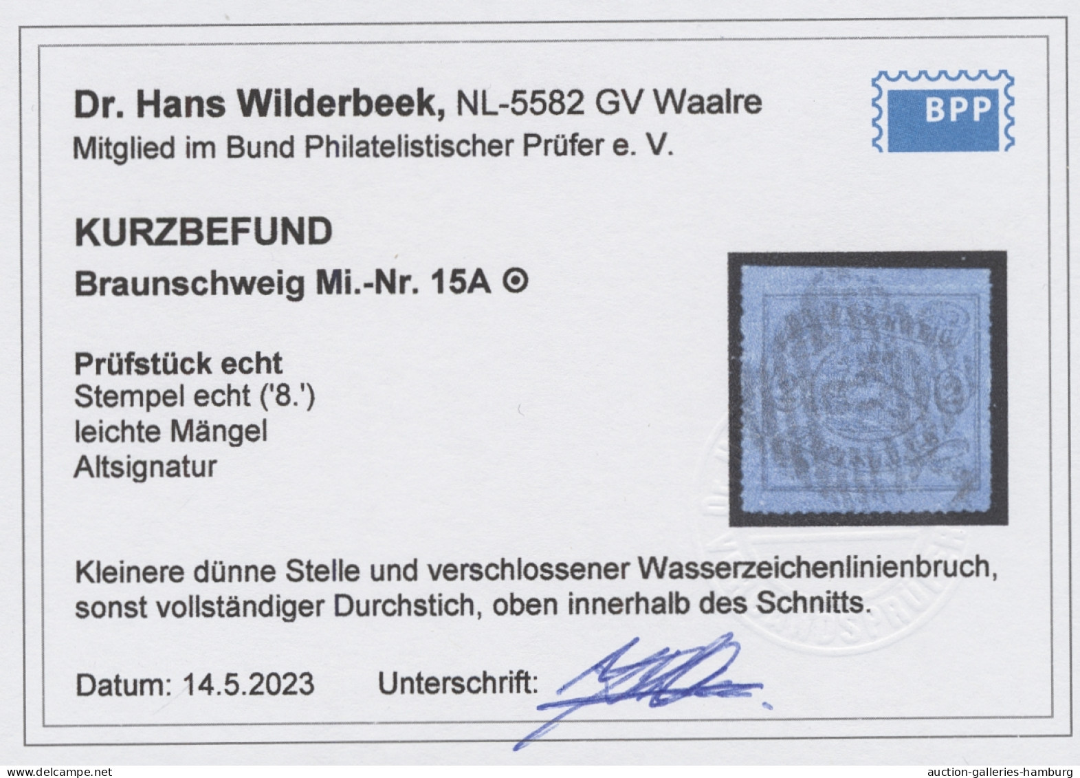 O Braunschweig - Marken Und Briefe: 1864, Freimarke 2 Sgr. Schwarz Auf Dunkelblau - Braunschweig