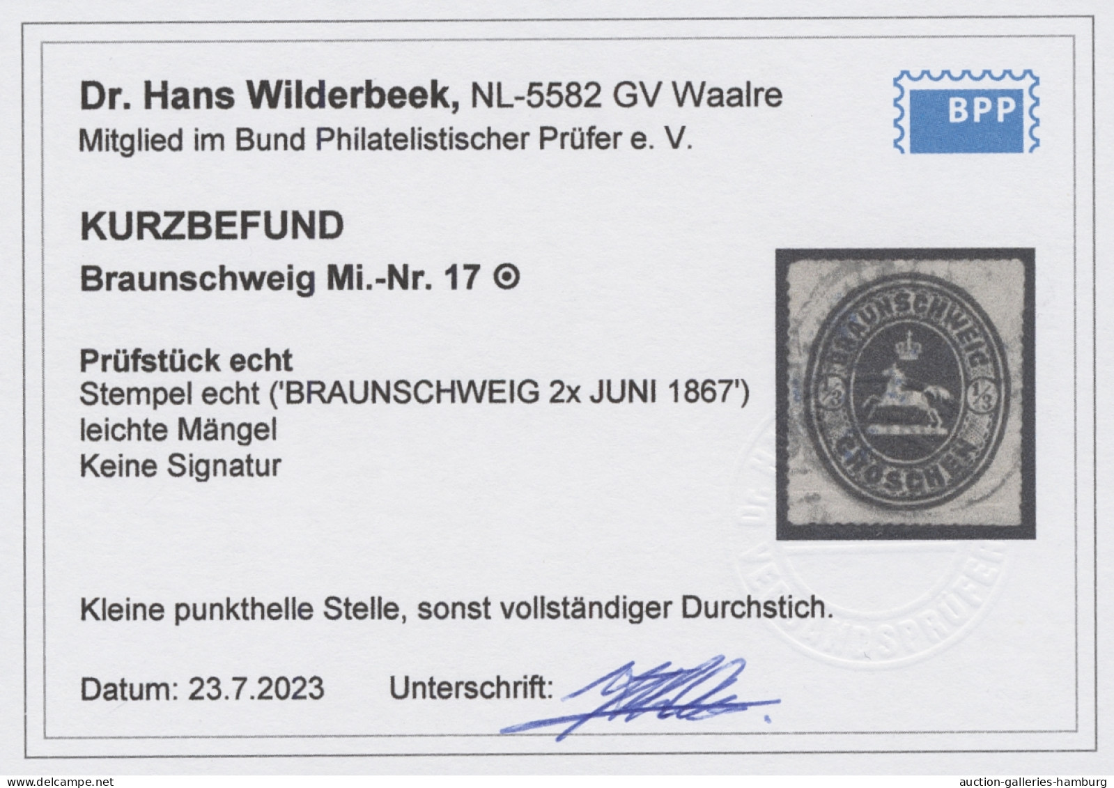 O Braunschweig - Marken Und Briefe: 1865, Freimarke 1/3 Gr. Schwarz Mit Vollständi - Brunswick