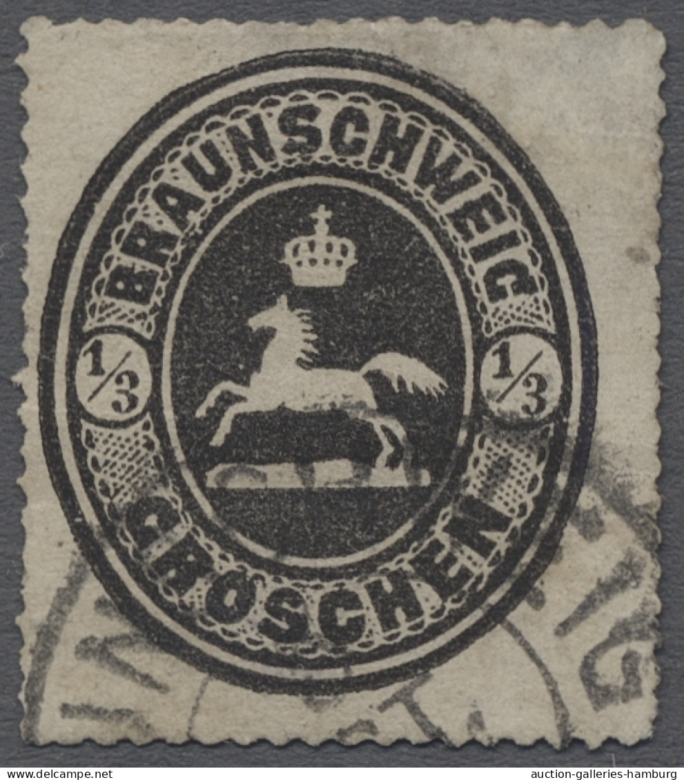 O Braunschweig - Marken Und Briefe: 1865, Freimarke 1/3 Gr. Schwarz, Entwertet Mit - Brunswick