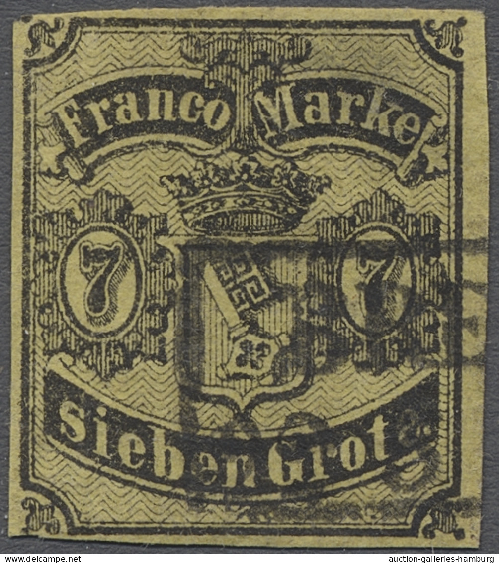 O Bremen - Marken Und Briefe: 1860, Freimarke 7 Grote Schwarz Auf (mittel)rötlichg - Bremen