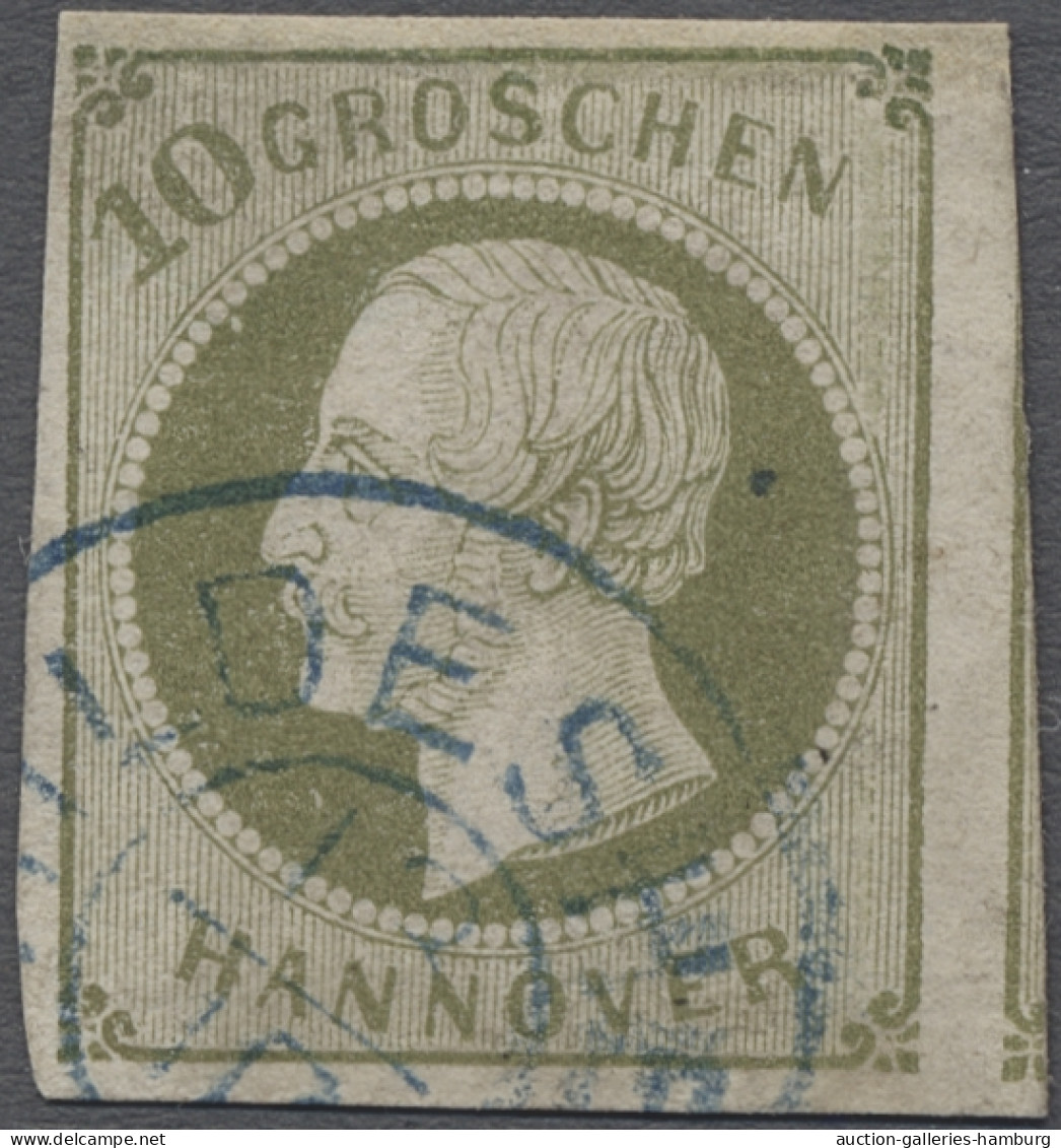 O Hannover - Marken Und Briefe: 1861, "Georg V." 10 Gr. Dunkelgrünlicholiv, Dreise - Hanover