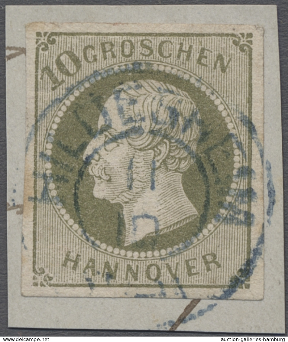 Briefstück Hannover - Marken Und Briefe: 1861, "Georg V." 10 Gr. Dunkelgrünlicholiv Allseit - Hannover