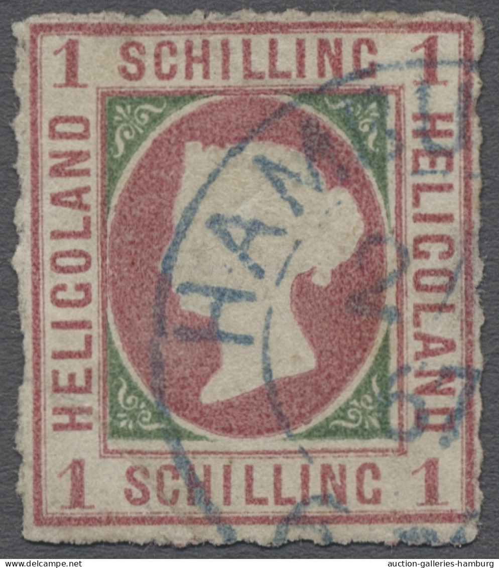 O Helgoland - Marken Und Briefe: 1867, Viktoria 1 Schilling Rosakarmin/dunkelgrün - Helgoland