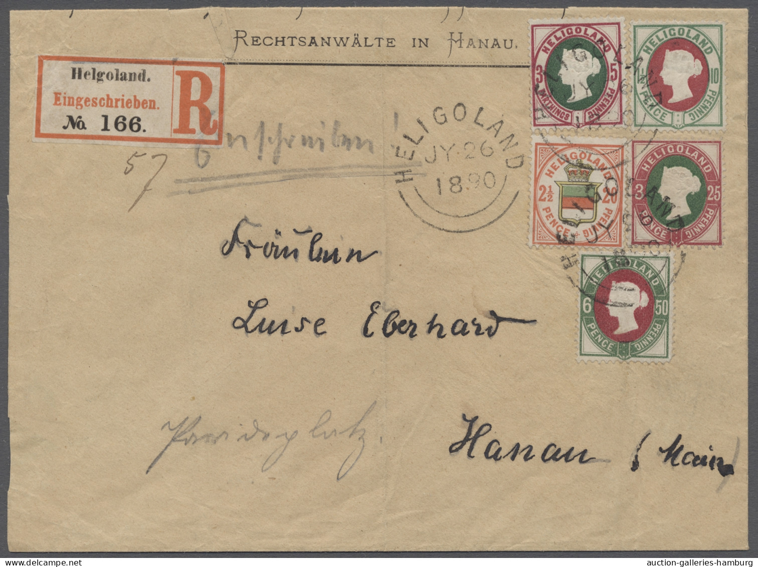Brf. Helgoland - Marken Und Briefe: 1875-1876, "Victoria" 3 F./5 Pf. Lebhaftlilakarmi - Heligoland