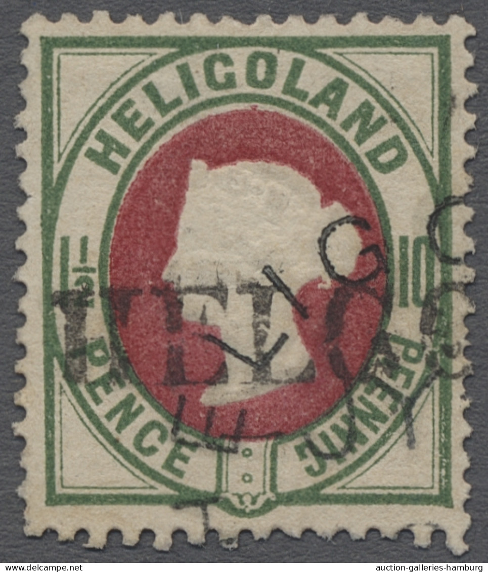 O Helgoland - Marken Und Briefe: 1875, Viktoria 1 1/2 Pence/10 Pfg. Dunkelgrün/dun - Heligoland