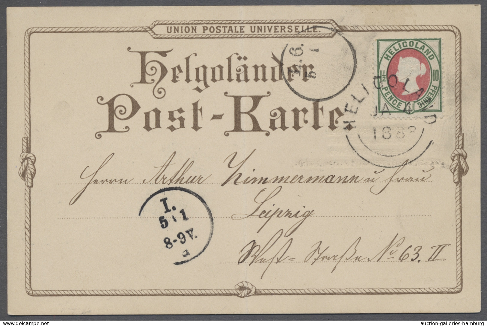 AK Helgoland - Marken Und Briefe: 1875, Viktoria Bläulichgrün/rötlichkarmin Entwert - Héligoland