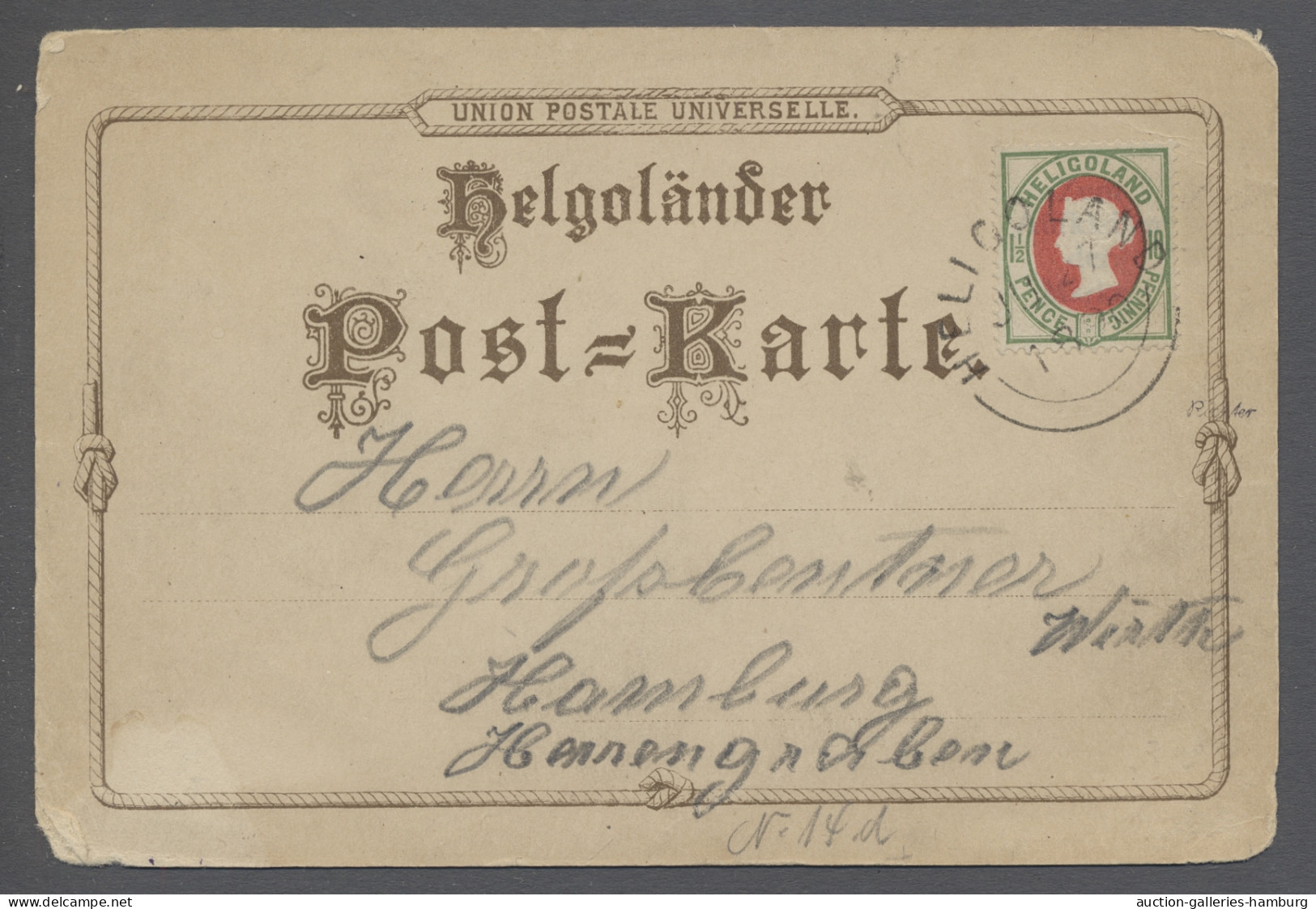 AK Helgoland - Marken Und Briefe: 1875, Viktoria 1 1/2 Pence/10 Pfg. Hellgün/hell- - Helgoland