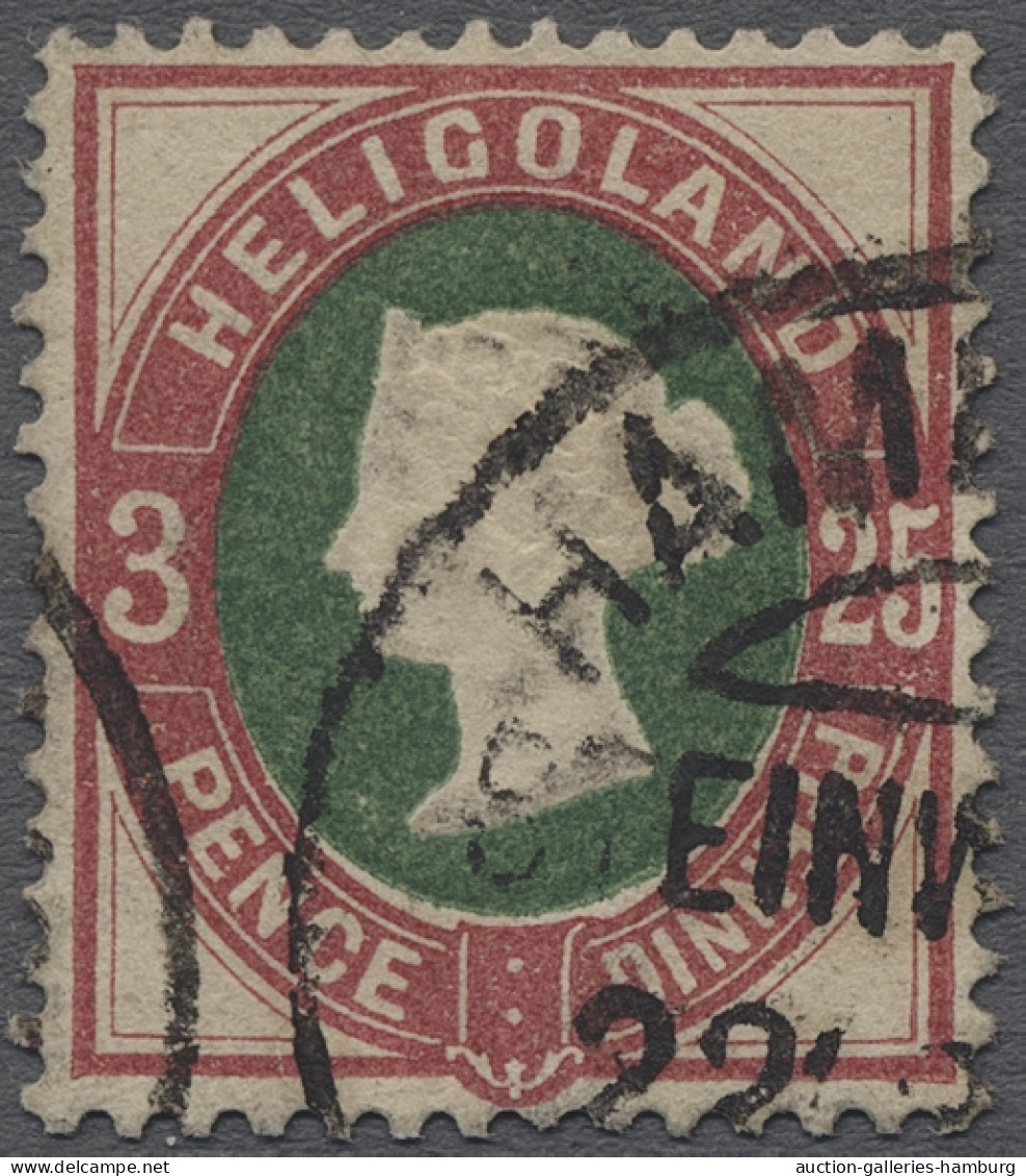 O Helgoland - Marken Und Briefe: 1875, "Victoria" 3 P./25 Pf. Lilakarmin/grün Entw - Helgoland