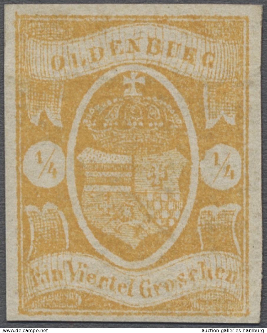 * Oldenburg - Marken Und Briefe: 1861, Staatswappen, 1/4 Gr. Gelborange, Farbfrisc - Oldenburg