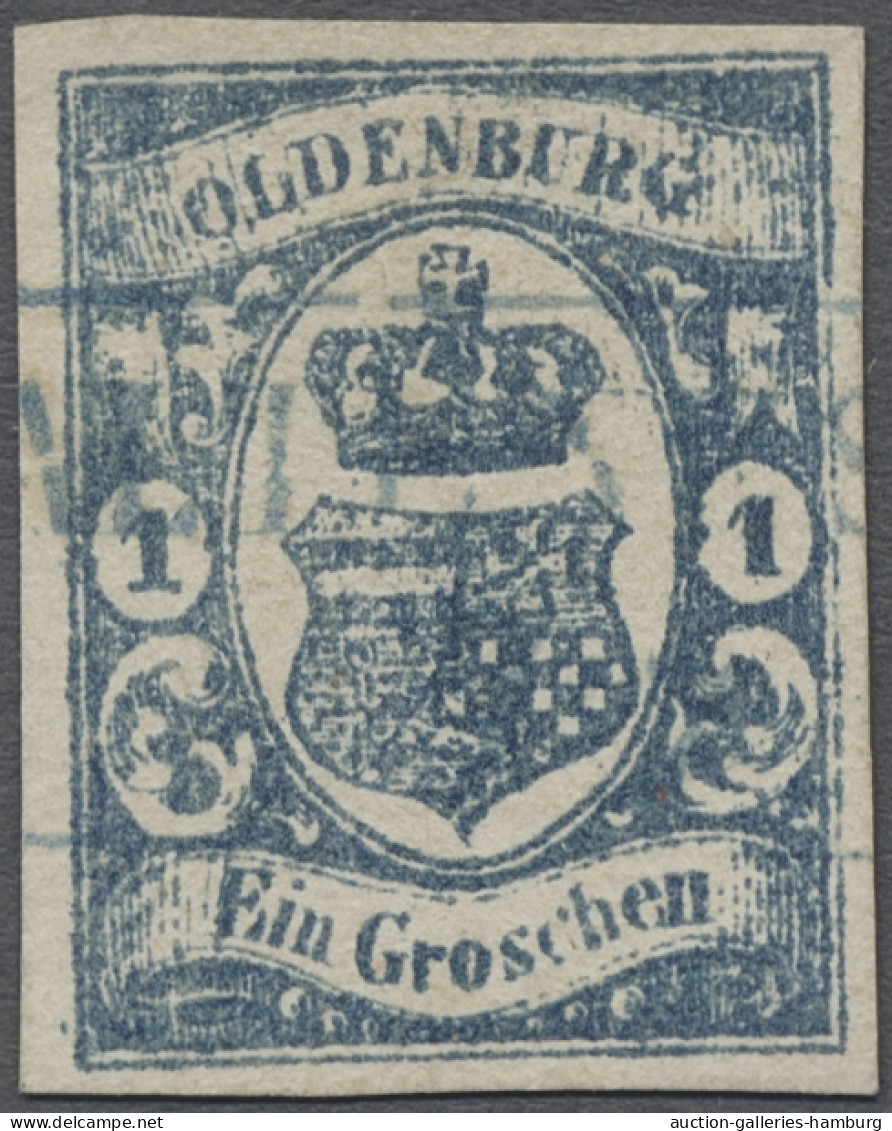 O Oldenburg - Marken Und Briefe: 1861, Wappen, 1 Gr. Lebhaftgrünlichblau, 1. Aufla - Oldenburg