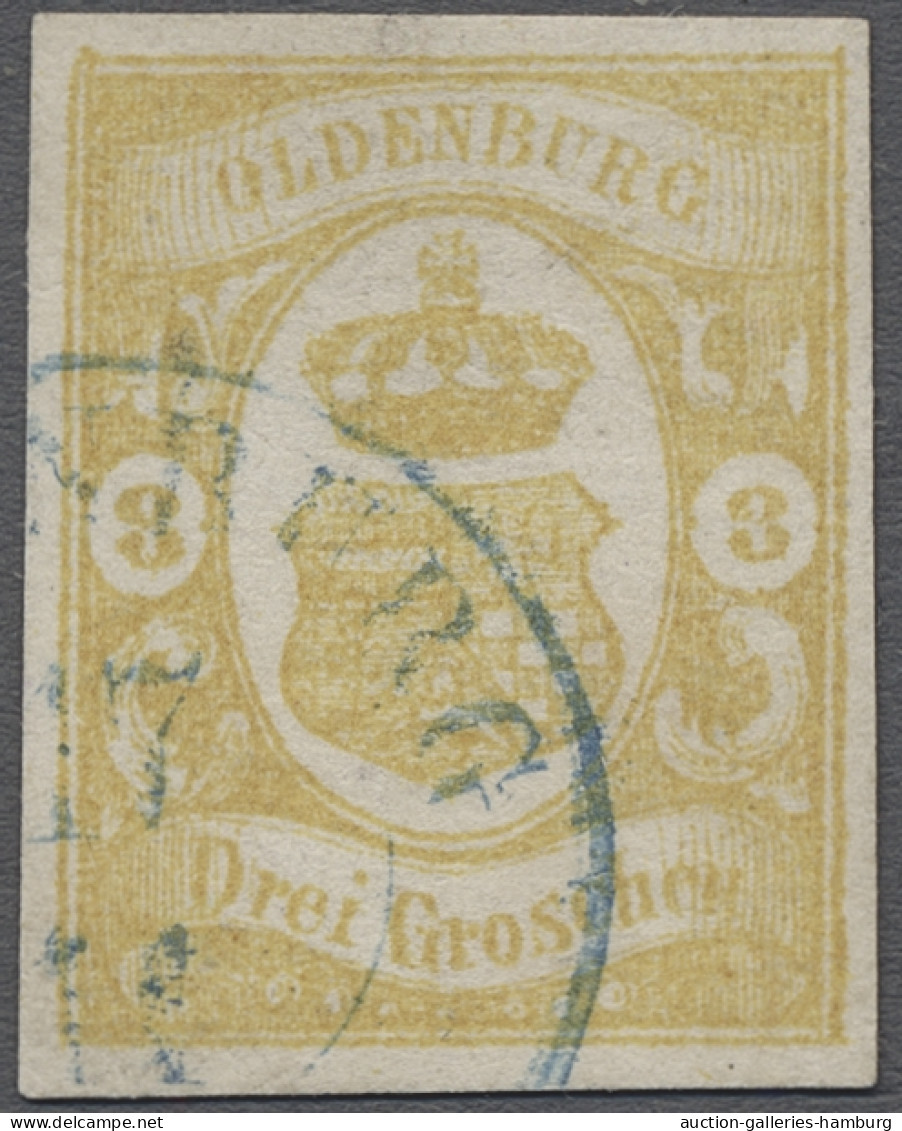 O Oldenburg - Marken Und Briefe: 1861, Wappen, 3 Gr. Graugelb, Allseits Vollrandig - Oldenbourg