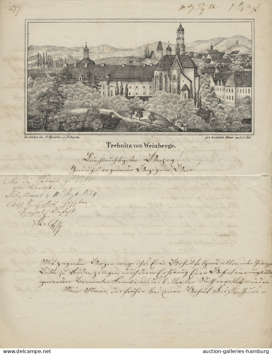 Preußen - Vorphilatelie: TREBNITZ/SCHLESIEN;1854, Hübscher Briefbogen Mit Abdruc - [Voorlopers