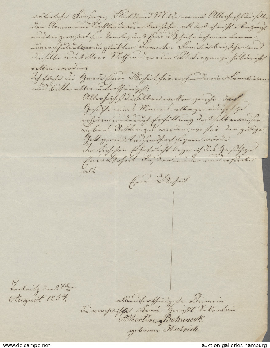 Preußen - Vorphilatelie: TREBNITZ/SCHLESIEN;1854, Hübscher Briefbogen Mit Abdruc - Prephilately
