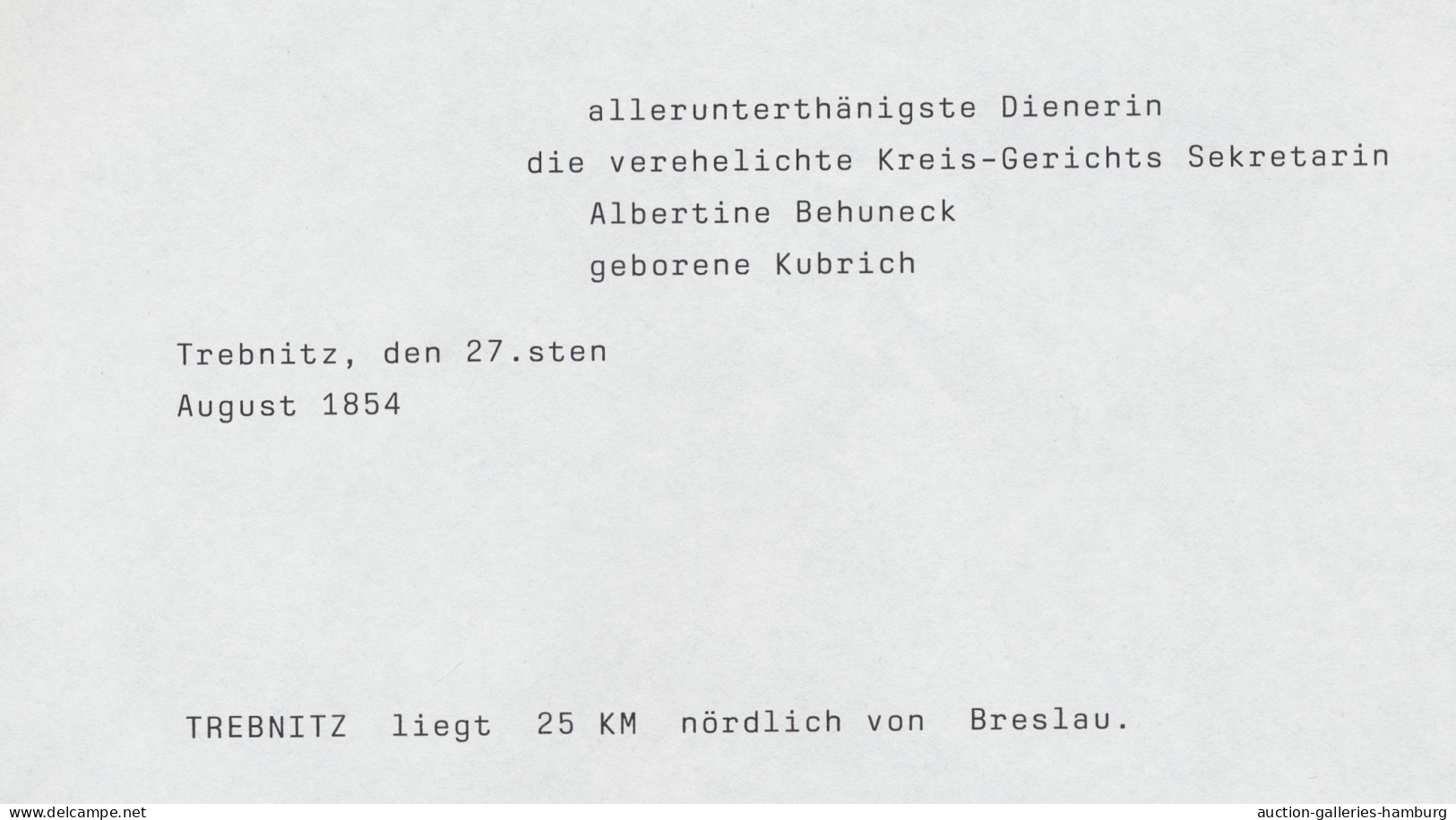 Preußen - Vorphilatelie: TREBNITZ/SCHLESIEN;1854, Hübscher Briefbogen Mit Abdruc - Precursores