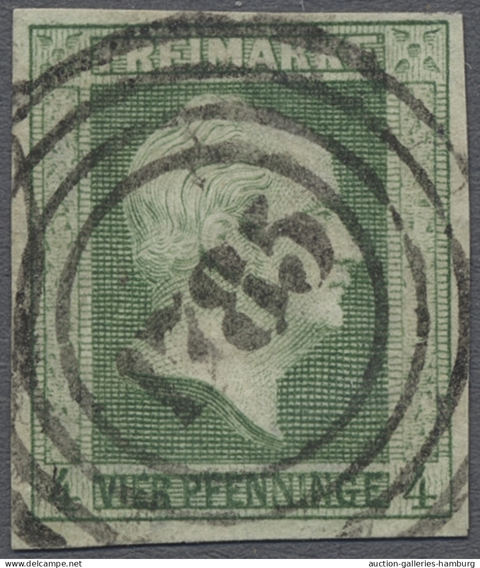 O/Briefstück Preußen - Stempel: 1850-1867 (ca.), Elf Marken Und Drei Briefstücke, Alle In Pra - Otros & Sin Clasificación