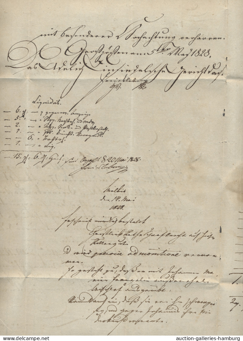 Brf. Sachsen - Vorphilatelie: 1828, Waagerecht Gefalteter Gerichtsbrief Mit Brotlaibs - Precursores