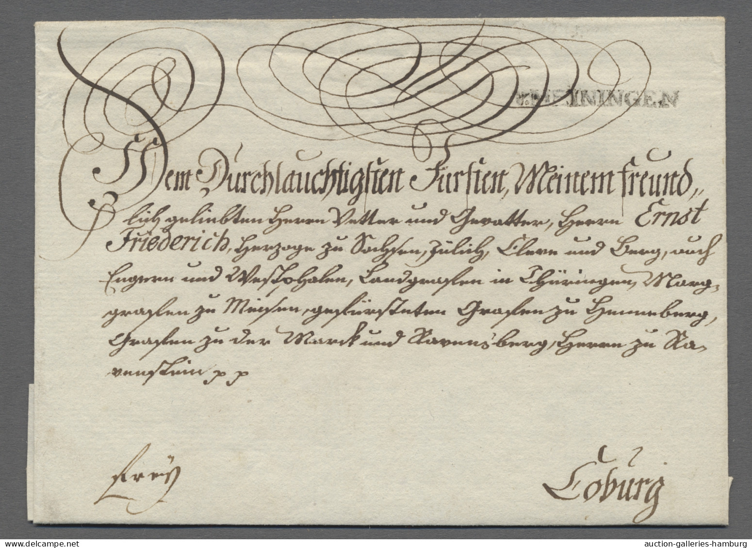 Brf. Thurn & Taxis - Vorphilatelie: MEININGEN; 1797 (ca.), Guterhaltener Schnörkelbri - Precursores