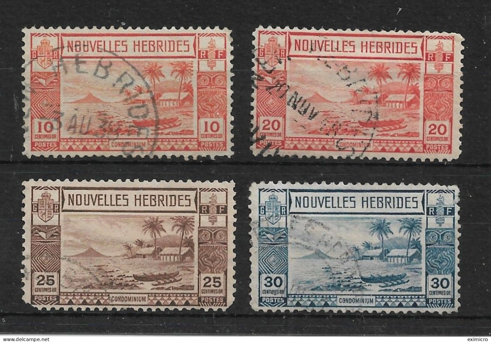 NEW HEBRIDES (FRENCH CURRENCY) 1938 10c, 20c, 25c, 30c SG F54, F56, F57, F58 FINE USED Cat £26 - Used Stamps