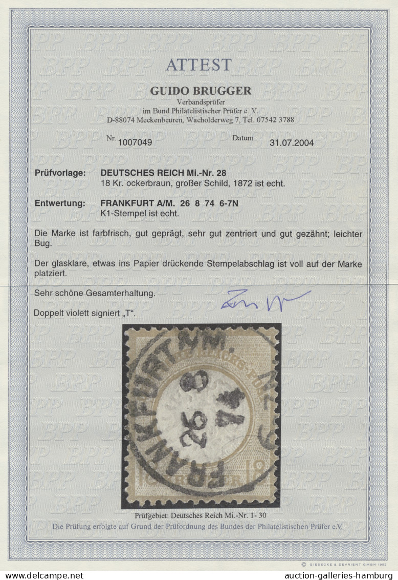 O Deutsches Reich - Brustschild: 1874, Großer Brustschild, 18 Kreuzer Ockerbraun M - Used Stamps