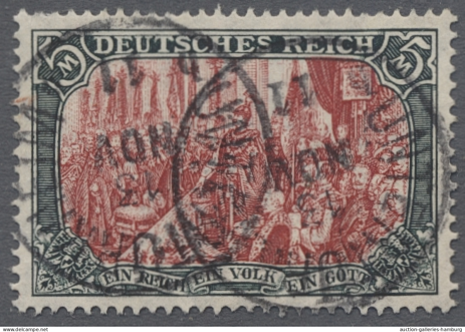 o Deutsches Reich - Germania: 1905, 5 Mark grünschwarz/dunkelkarmin, Quarzlampe "g