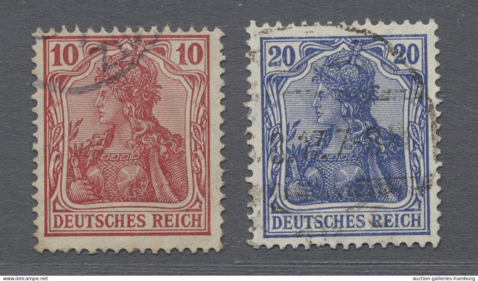 O Deutsches Reich - Germania: 1915ff., Germania Kriegsdruck, Vier Werte Jeweils Mi - Used Stamps