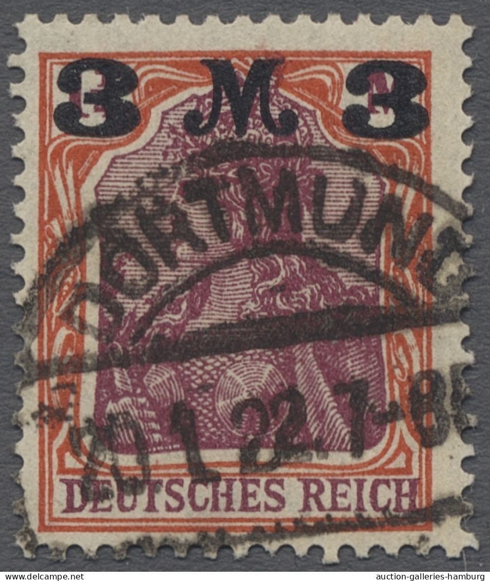 O Deutsches Reich - Inflation: 1921, Germania 3 Mark Auf 1 1/4 Mark Orangerot/dunk - Oblitérés