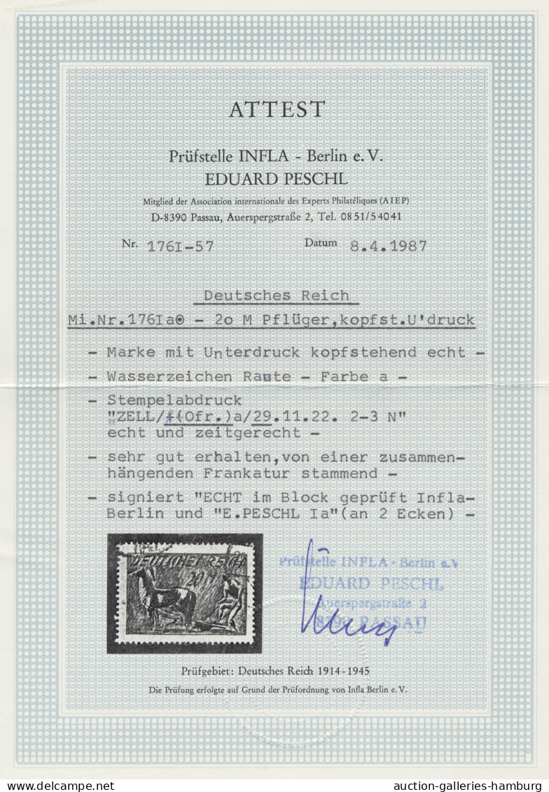 O Deutsches Reich - Inflation: 1922, Pflüger Querformat, 20 Mark Mit Wz. 2 Und KOP - Used Stamps