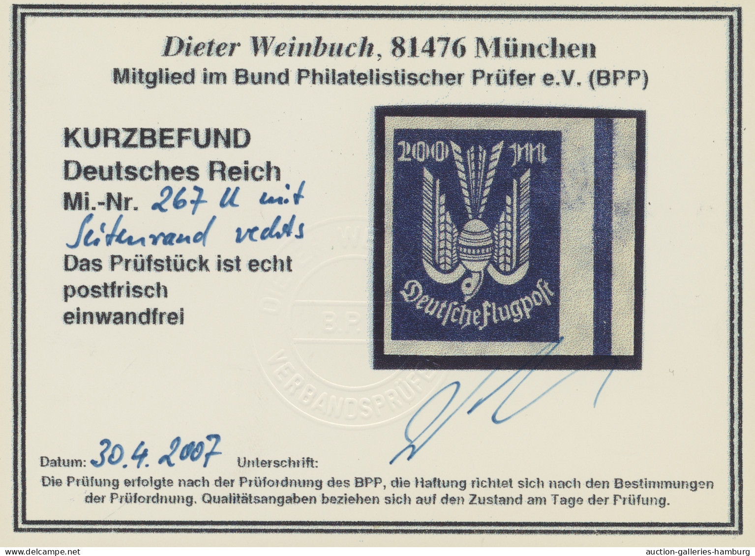 ** Deutsches Reich - Inflation: 1923, Holztaube 200 Mark Schwärzlichviolett Ungezäh - Neufs