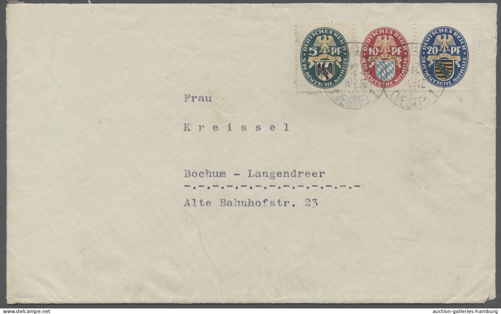 FDC Deutsches Reich - Weimar: 1925, Nothilfe, Landeswappen I, Der Komplette Satz Auf - Autres & Non Classés