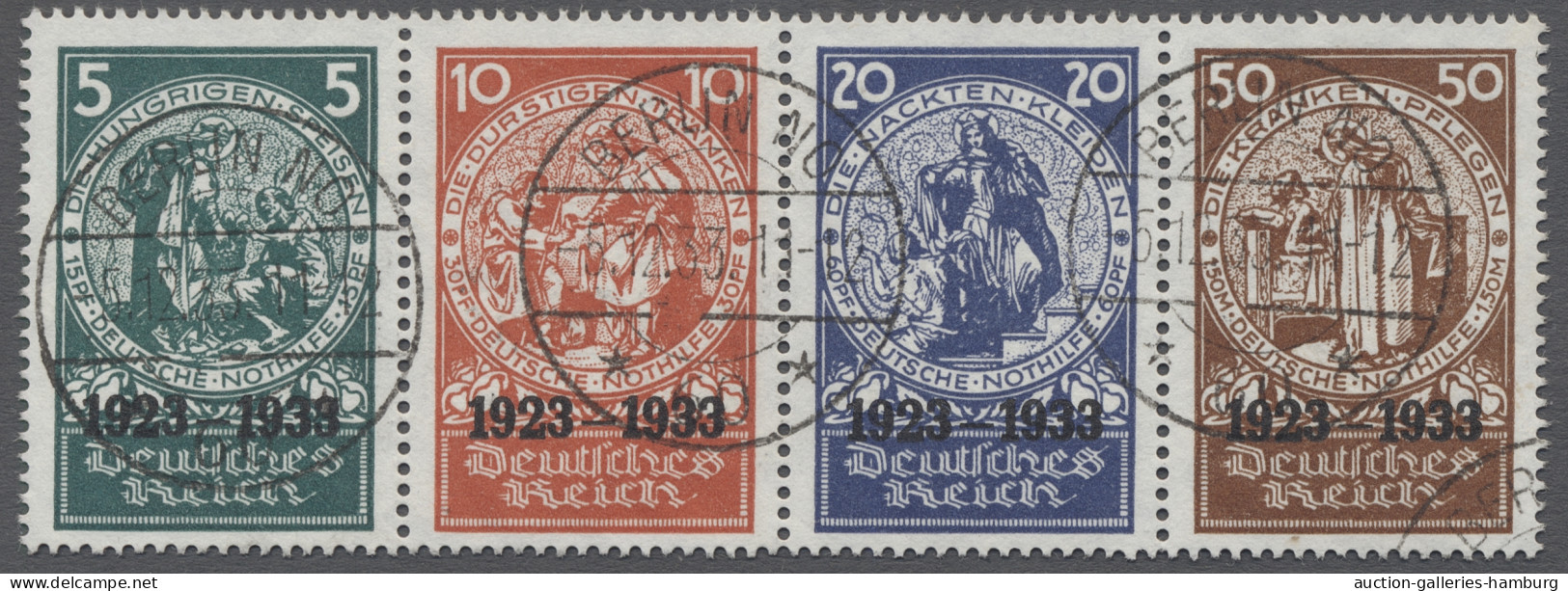 O Deutsches Reich - 3. Reich: 1933, Nothilfeblock-Herzstück Ungefaltet, Dreimal Sa - Used Stamps