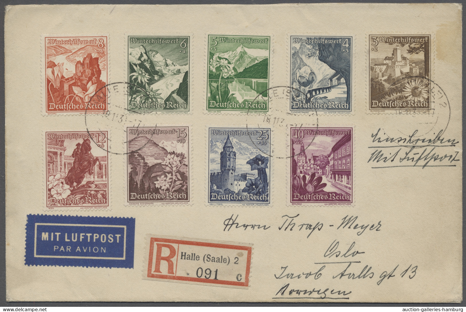 FDC Deutsches Reich - 3. Reich: 1938, Winterhilfswerk, Kompletter Satz Auf R-Luftpos - Andere & Zonder Classificatie