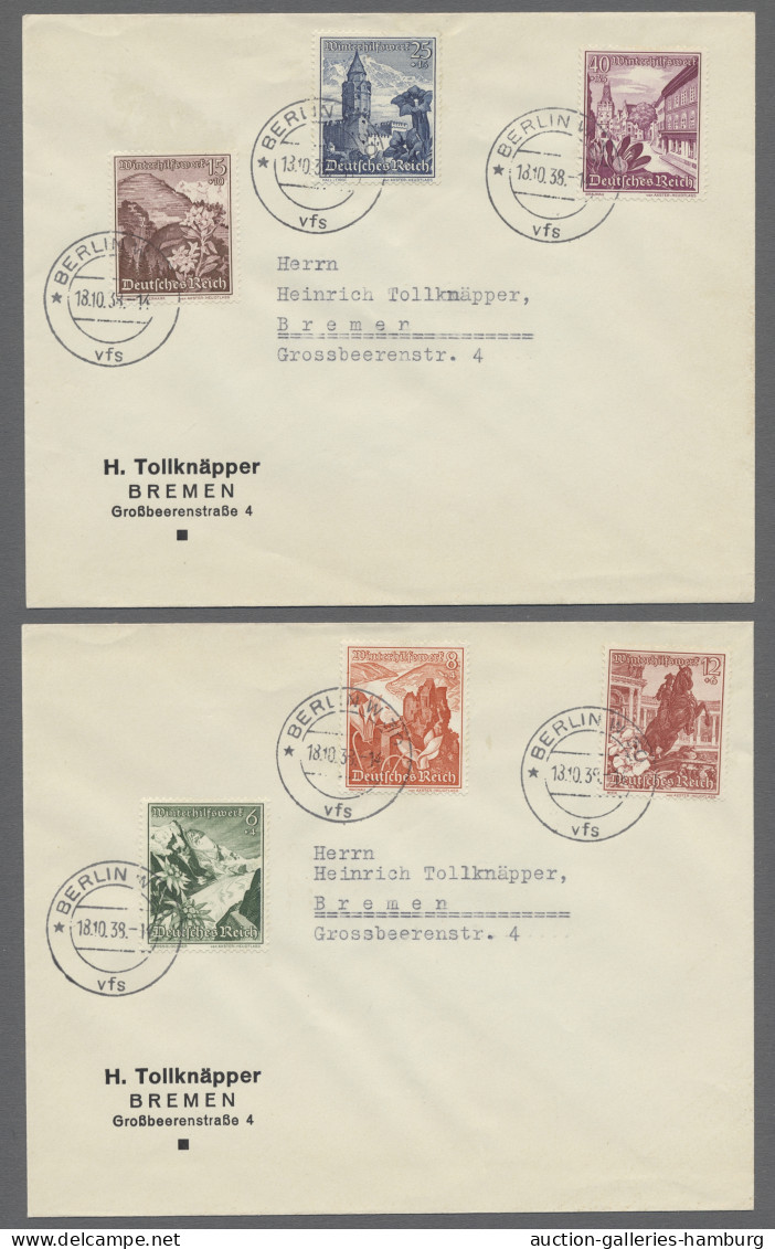 FDC Deutsches Reich - 3. Reich: 1938, Winterhilfswerk, Kompletter Satz Auf Drei Brie - Autres & Non Classés